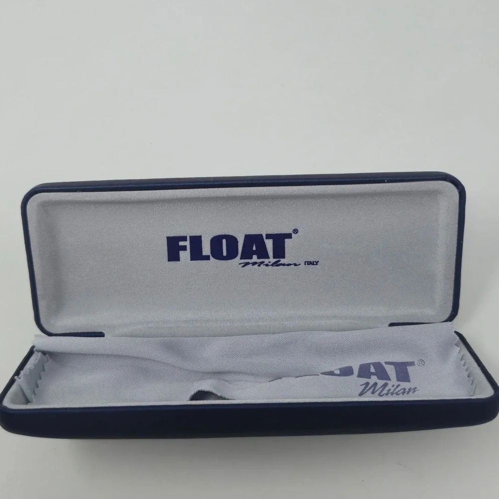 FLOAT Milan Italy Navy Blue Hard Eyeglasses Case with Cleaning Cloth